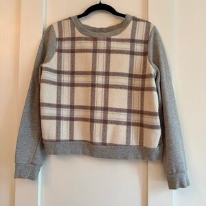 Plaid Gray and Cream Women's Sweater